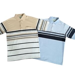 Lot of 2 Vintage Palmland Club Golf Striped Polo Shirts Size-L